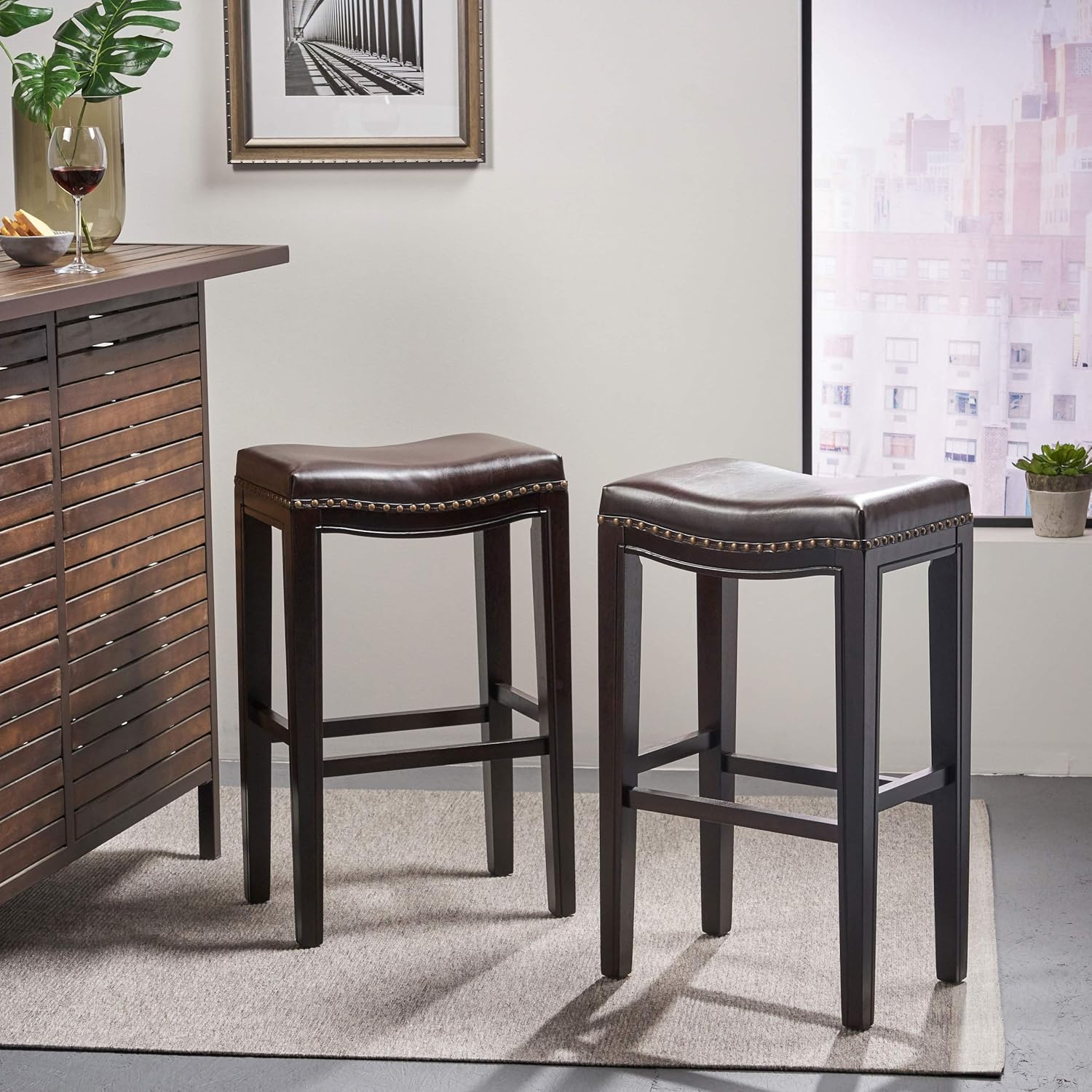 Christopher Knight Home Avondale Backless Bar Stools,12"D x 18.13"W x 30"H, 2-Pcs Set, Brown - Image 2