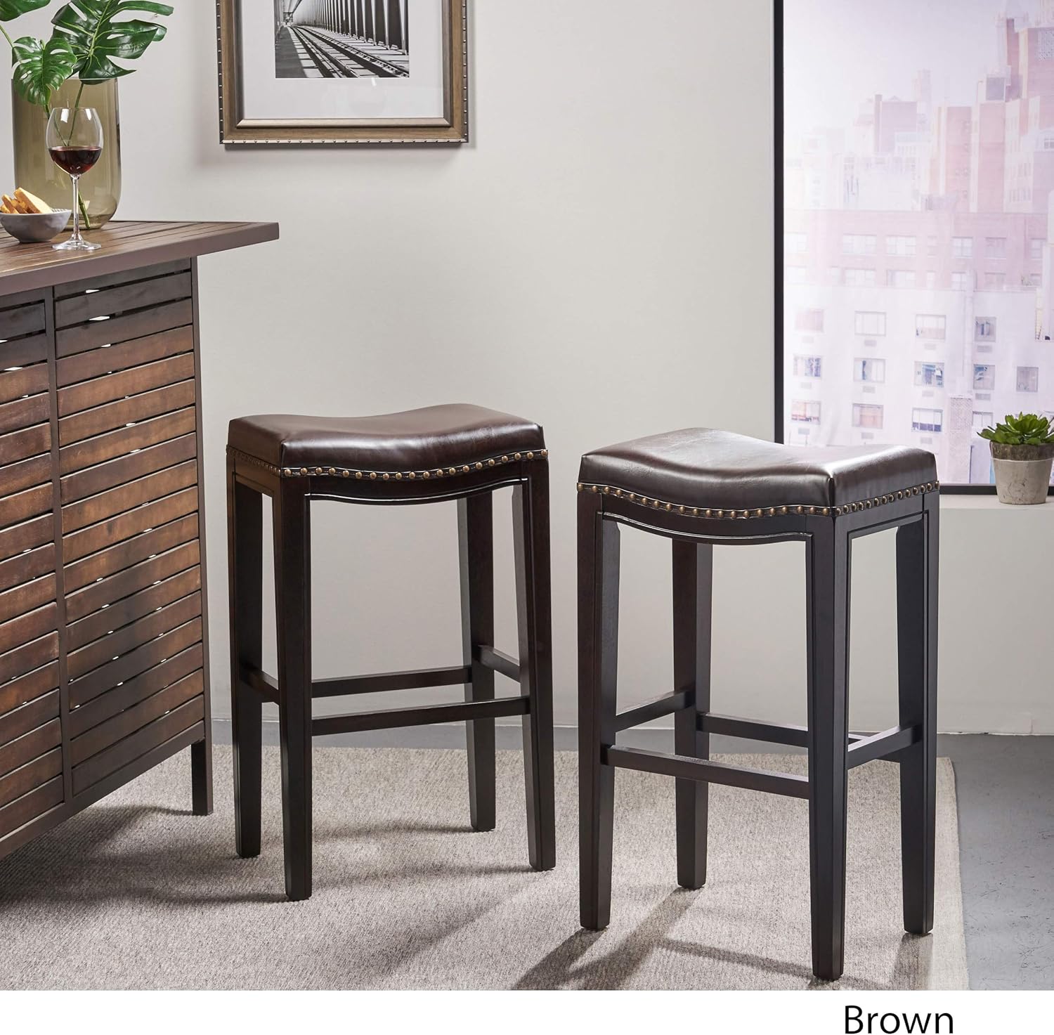 Christopher Knight Home Avondale Backless Bar Stools,12"D x 18.13"W x 30"H, 2-Pcs Set, Brown - Image 5