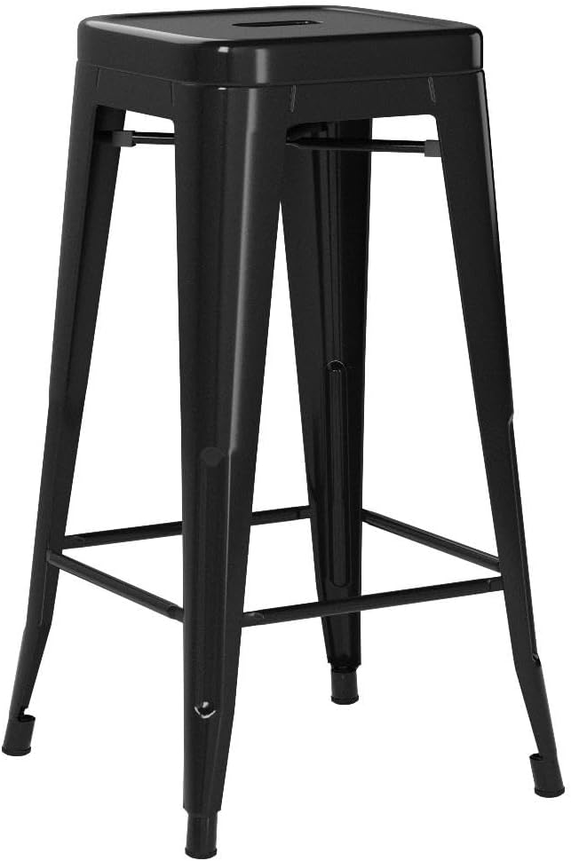 FDW Bar Stools Set of 4 Counter Stool Metal Bar Stools 30 Inches Height Industrial Bar Chairs Patio Stool Stackable Modern Backless Indoor Outdoor Metal Bar Stool Kitchen Stools Chairs,Black - Image 5