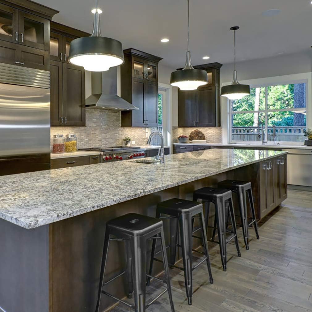 FDW Bar Stools Set of 4 Counter Stool Metal Bar Stools 30 Inches Height Industrial Bar Chairs Patio Stool Stackable Modern Backless Indoor Outdoor Metal Bar Stool Kitchen Stools Chairs,Black - Image 6