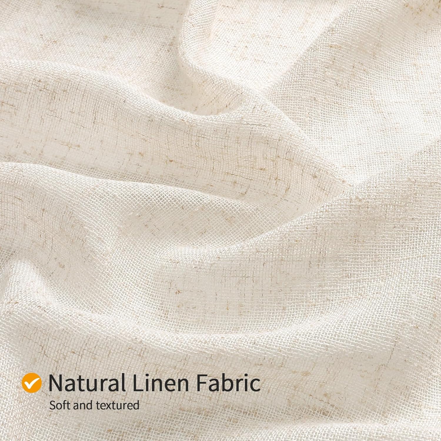 Boho Farmhouse Shower Curtain Set, Linen Cotton Fabric Shower Curtain with Macrame Lace Decor, Modern Bohemian French Country Chic Bathroom Curtain with PEVA Liner 72x72 - Beige/Cream - Image 4