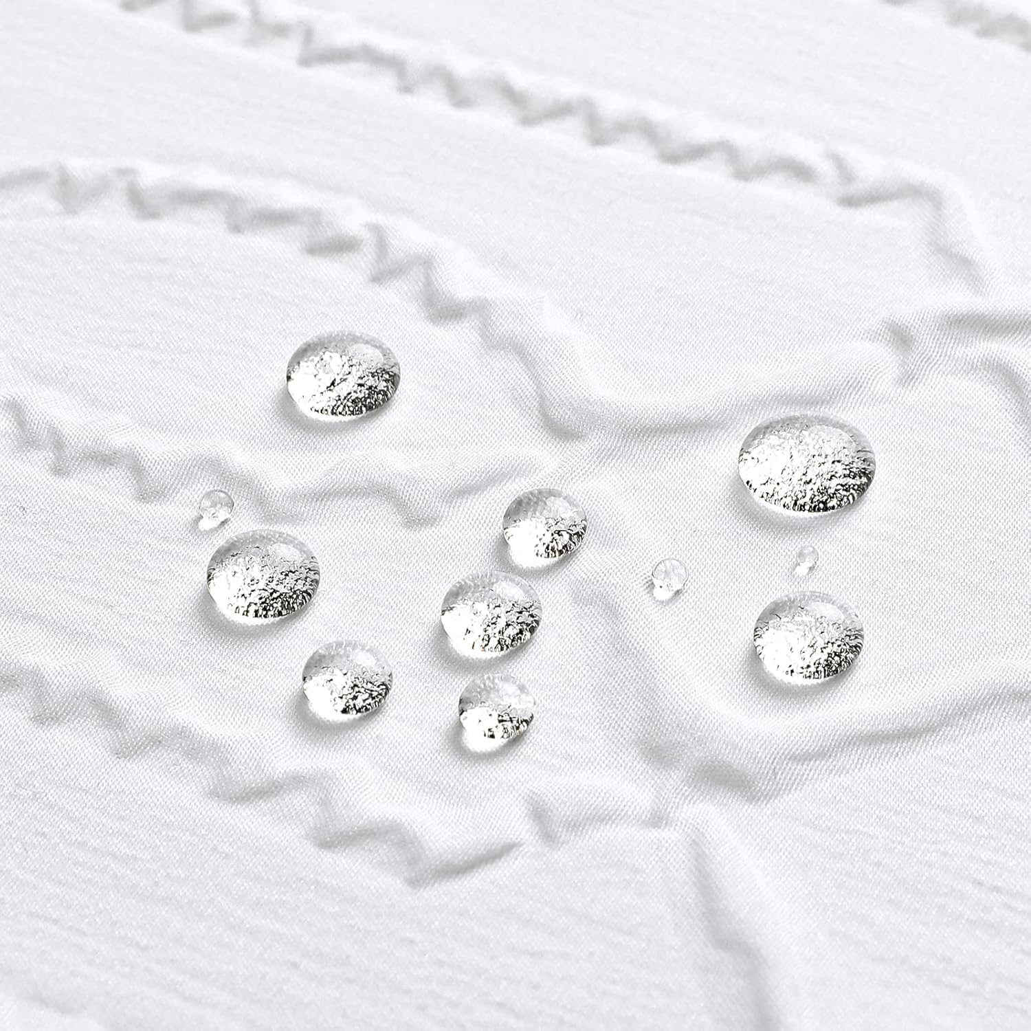 Long Shower Curtain 72 x 78, Tall 3D Embossed Textured White Fabric Shower Curtain, Modern Farmhouse Elegant Cloth Bathroom Curtains Shower Set with Hooks - Image 6