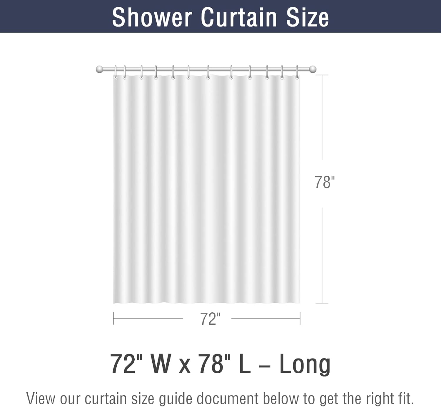 Long Shower Curtain 72 x 78, Tall 3D Embossed Textured White Fabric Shower Curtain, Modern Farmhouse Elegant Cloth Bathroom Curtains Shower Set with Hooks - Image 7