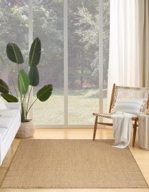 Nourison Courtyard Jute 6' x 9' Area Rug - Easy Clean, Non Shedding, Bed Room, Living Room, Dining Room, Kitchen (6' x 9')
